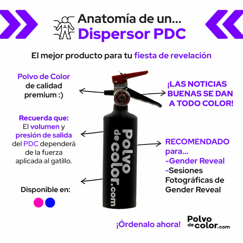 Dispersor 2kg - Gender Reveal - Polvo de Color Fluorescente Neon