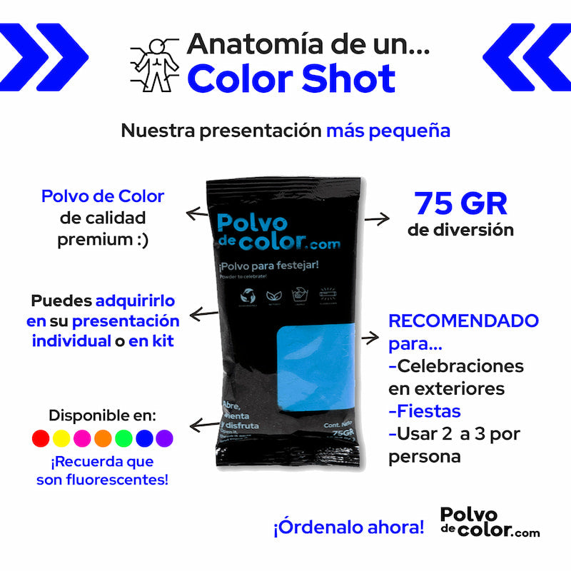 Color Shot 75gr - Polvo De Color Fluorescente Neon